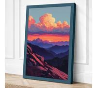 Mountains at Sunrise Canvas Wall Art Print 24x16 Inch