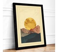 Mountains at Sunrise Minimalist Framed Wall Art Print A1 (84.1×59.4cm) Black, Wall Decor for Living Room, Bedroom, Office & Home, Ready to Hang, Art Gift