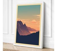 Mountains at Sunrise Retro Canvas Wall Art Print 18x12 Inch