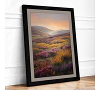 Mountains at Sunrise Scandinavian Framed Wall Art Print A2 (59.4×42cm) Black, Wall Decor for Living Room, Bedroom, Office & Home, Ready to Hang, Art Gift