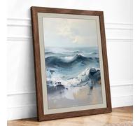 Mountains at Sunrise Scandinavian Framed Wall Art Print A2 (59.4×42cm) Walnut, Wall Decor for Living Room, Bedroom, Office & Home, Ready to Hang, Art Gift
