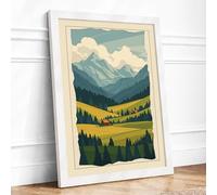 Mountains at Sunrise Scandinavian Framed Wall Art Print A3 (42×29.7cm) White, Wall Decor for Living Room, Bedroom, Office & Home, Ready to Hang, Art Gift