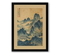 Mountains at Timeless Dusk Japandi Framed Wall Art Print A3 (42×29.7cm) Black, Wall Decor for Living Room, Bedroom, Office & Home, Ready to Hang, Art Gift