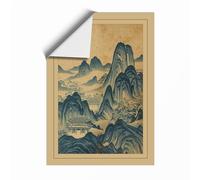 Mountains at Timeless Dusk Japandi Unframed Wall Art Print A2 (59.4×42cm), Wall Decor for Living Room, Bedroom, Office & Home, Art Gift