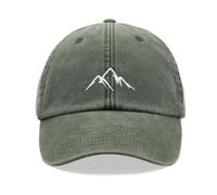 Mountains Baseball Cap Vintage Washed Unisex Dad Hat Adjustable Skiing Olive