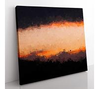 Mountains Beneath the Clouds in Abstract Modern Canvas Wall Art Print Ready to Hang, Framed Picture for Living Room Bedroom Home Office Décor, 50x50 cm (20x20 Inch)