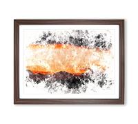 Mountains Beneath The Clouds Watercolour Modern Framed Print | A2 Walnut Framed Wall Art | Ready to Hang | Modern Landscape Picture | Living Room Bedroom Lounge Office