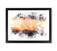 Mountains Beneath The Clouds Watercolour Modern Framed Print | A3 Black Framed Wall Art | Ready to Hang | Modern Landscape Picture | Living Room Bedroom Lounge Office