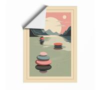 Mountains Beyond Still Waters Minimalist Unframed Wall Art Print A1 (84.1×59.4cm), Wall Decor for Living Room, Bedroom, Office & Home, Art Gift
