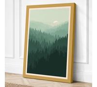 Mountains Beyond the Forest Canvas Wall Art Print 18x12 Inch