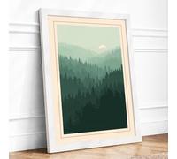 Mountains Beyond the Forest Scandinavian Framed Wall Art Print A1 (84.1×59.4cm) White, Wall Decor for Living Room, Bedroom, Office & Home, Ready to Hang, Art Gift