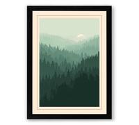Mountains Beyond the Forest Scandinavian Framed Wall Art Print A4 (29.7×21cm) Black, Wall Decor for Living Room, Bedroom, Office & Home, Ready to Hang, Art Gift