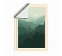 Mountains Beyond the Forest Scandinavian Unframed Wall Art Print A2 (59.4×42cm), Wall Decor for Living Room, Bedroom, Office & Home, Art Gift