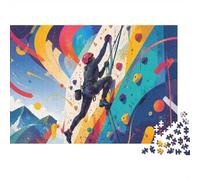 Mountains Climbing Wall Abstract 1000pcs Mini Puzzle For Family Challenging | 52x38cm Cardboard Living Room Decor Durable Structure Birthday Gift Brain Training