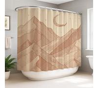 Mountains Extra Wide Shower Curtain, Modern Minimalistic Moon Stars Fall Beige Polyester Waterproof Toile Cloth Shower Curtains for Bathroom Toile Guest Room Decor 108x72 Inch