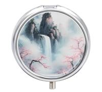 Mountains Flowers Waterfall Mini Pill Box Portable Vitamins Organizer 3 Compartment Pills Case for Pocket Purse
