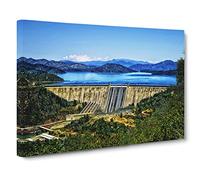 Mountains & Fontana Dam North Carolina Canvas Print | Gallery Wrapped 30mm Frame Wall Art | 30x20 inches | Ready to Hang | Modern Landscape Picture | Living Room Bedroom Lounge Office