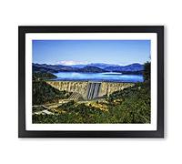 Mountains & Fontana Dam North Carolina Modern Framed Print | A4 Black Framed Wall Art | Ready to Hang | Modern Landscape Picture | Living Room Bedroom Lounge Office
