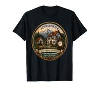 Mountains Forest Landscape Deer and Cuckoo Clock Black Forest T-Shirt