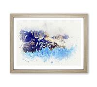Mountains & Glaciers In Chile In Abstract Modern Art Framed Print | A2 Oak Framed Wall Art | Ready to Hang | Abstract Landscape Picture | Living Room Bedroom Lounge Office