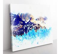 Mountains & Glaciers in Chile in Abstract Modern Canvas Wall Art Print Ready to Hang, Framed Picture for Living Room Bedroom Home Office Décor, 50x50 cm (20x20 Inch)