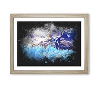Mountains & Glaciers In Chile Paint Splash Modern Art Framed Wall Art Print, Ready to Hang Picture for Living Room Bedroom Home Office Décor, Oak A4 (34 x 25 cm)