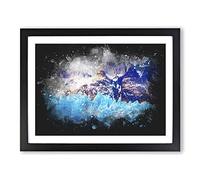 Mountains & Glaciers In Chile Paint Splash Modern Art Framed Wall Art Print, Ready to Hang Picture for Living Room Bedroom Home Office Décor, Black A4 (34 x 25 cm)