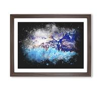 Mountains & Glaciers In Chile Paint Splash Modern Art Framed Wall Art Print, Ready to Hang Picture for Living Room Bedroom Home Office Décor, Walnut A3 (46 x 34 cm)