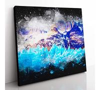 Mountains & Glaciers in Chile Paint Splash Modern Canvas Wall Art Print Ready to Hang, Framed Picture for Living Room Bedroom Home Office Décor, 50x50 cm (20x20 Inch)