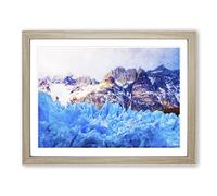 Mountains & Glaciers In Chile Painting Modern Art Framed Wall Art Print, Ready to Hang Picture for Living Room Bedroom Home Office Décor, Oak A2 (64 x 46 cm)