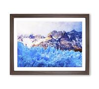 Mountains & Glaciers In Chile Painting Modern Art Framed Wall Art Print, Ready to Hang Picture for Living Room Bedroom Home Office Décor, Walnut A3 (46 x 34 cm)