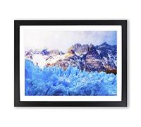 Mountains & Glaciers In Chile Painting Modern Art Framed Wall Art Print, Ready to Hang Picture for Living Room Bedroom Home Office Décor, Black A3 (46 x 34 cm)