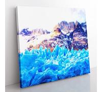 Mountains & Glaciers in Chile Painting Modern Canvas Wall Art Print Ready to Hang, Framed Picture for Living Room Bedroom Home Office Décor, 50x50 cm (20x20 Inch)