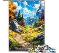 Mountains in Autumn Jigsaw Puzzles for Adults 1000, Learning Educational Toys Family Games with Matching Poster And Trivia Sheet (50x75cm)
