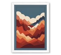 Mountains in Form Geometric Framed Wall Art Print A4 (29.7×21cm) White, Wall Decor for Living Room, Bedroom, Office & Home, Ready to Hang, Art Gift