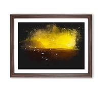 Mountains In Fuerteventura Spain Paint Splash Modern Art Framed Print | A4 Walnut Framed Wall Art | Ready to Hang | Modern Landscape Picture | Living Room Bedroom Lounge Office