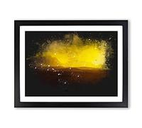 Mountains In Fuerteventura Spain Paint Splash Modern Art Framed Wall Art Print, Ready to Hang Picture for Living Room Bedroom Home Office Décor, Black A4 (34 x 25 cm)