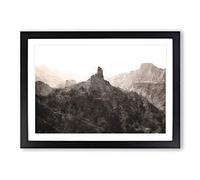 Mountains in Gran Canaria Painting Framed Print | A2 Black Framed Wall Art | Ready to Hang | Modern Landscape Picture | Living Room Bedroom Lounge Office