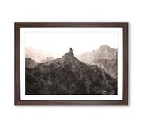 Mountains in Gran Canaria Painting Framed Print | A2 Walnut Framed Wall Art | Ready to Hang | Modern Landscape Picture | Living Room Bedroom Lounge Office