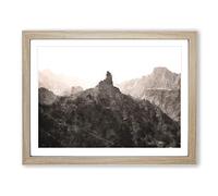 Mountains In Gran Canaria Painting Modern Art Framed Print | A3 Oak Framed Wall Art | Ready to Hang | Modern Landscape Picture | Living Room Bedroom Lounge Office