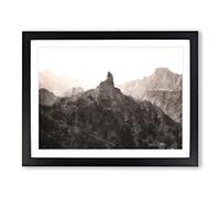 Mountains In Gran Canaria Painting Modern Art Framed Print | A4 Black Framed Wall Art | Ready to Hang | Modern Landscape Picture | Living Room Bedroom Lounge Office