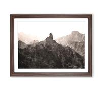 Mountains In Gran Canaria Painting Modern Art Framed Print | A4 Walnut Framed Wall Art | Ready to Hang | Modern Landscape Picture | Living Room Bedroom Lounge Office