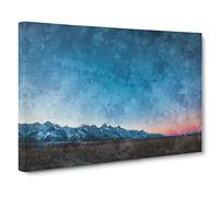 Mountains in Grand Teton Canvas Print | Gallery Wrapped 30mm Frame Wall Art | 30x20 inches | Ready to Hang | Modern Landscape Picture | Living Room Bedroom Lounge Office