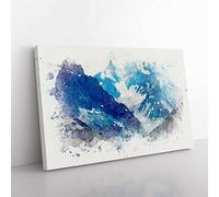 Mountains In Lac Blanc Chamonix In Abstract Modern Art Canvas Wall Art Print Ready to Hang, Framed Picture for Living Room Bedroom Home Office Décor, 60x40 cm (24x16 Inch)