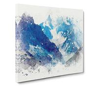 Mountains in Lac Blanc Chamonix in Abstract Modern Canvas Wall Art Print Ready to Hang, Framed Picture for Living Room Bedroom Home Office Décor, 14x14 Inch (35x35 cm)