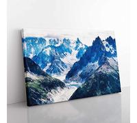 Mountains In Lac Blanc Chamonix Painting Modern Art Canvas Wall Art Print Ready to Hang, Framed Picture for Living Room Bedroom Home Office Décor, 60x40 cm (24x16 Inch)
