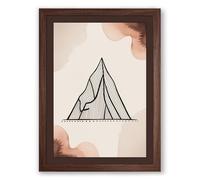 Mountains in Line Minimalist Framed Wall Art Print A1 (84.1×59.4cm) Walnut, Wall Decor for Living Room, Bedroom, Office & Home, Ready to Hang, Art Gift