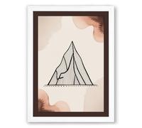 Mountains in Line Minimalist Framed Wall Art Print A2 (59.4×42cm) White, Wall Decor for Living Room, Bedroom, Office & Home, Ready to Hang, Art Gift