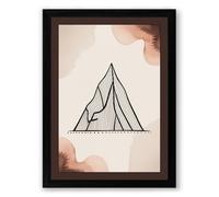 Mountains in Line Minimalist Framed Wall Art Print A4 (29.7×21cm) Black, Wall Decor for Living Room, Bedroom, Office & Home, Ready to Hang, Art Gift