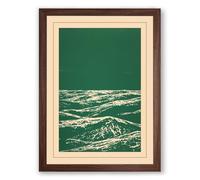 Mountains in Line Scandinavian Framed Wall Art Print A3 (42×29.7cm) Walnut, Wall Decor for Living Room, Bedroom, Office & Home, Ready to Hang, Art Gift